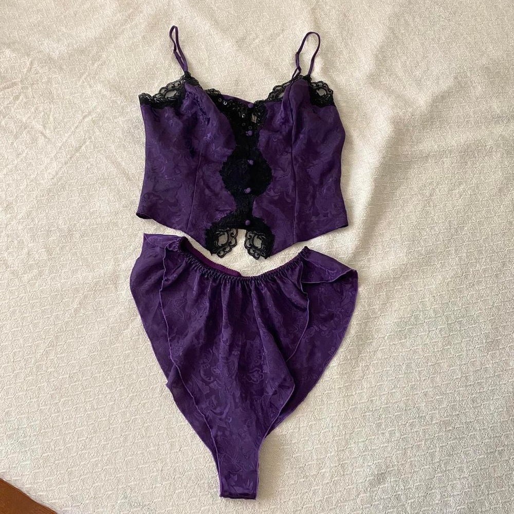 Victoria's Secret gold label purple satin lingerie set